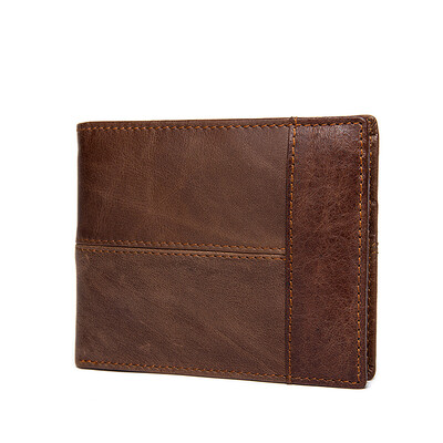 

DALFR Genuine Leather Mens Wallets Card Holder Male Short Wallet 6 Inch Cowhide Vintage Style Coin Purse Small Wallet