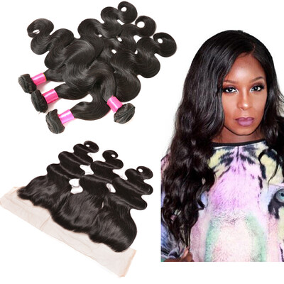 

BHF hair Virgin Brazilian Hair Weave With Frontal Closure With 4 Bundles 8A Unprocessed Human Hair