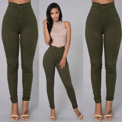 

CANISWomen Pencil Stretch Casual Look Denim Skinny Jeans Pants High Waist Trousers 01