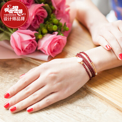 

Phoenix Nirvana garnet bracelet women rose multi-layer 14K gold crystal bracelet multi-loop fashion jewelry girlfriend gift life flower [bracelet] multi-layer