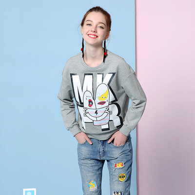 

Mark Huafei women 2017 autumn clothing sweater cartoon letters sets of sweater women 426304021020 light gray L