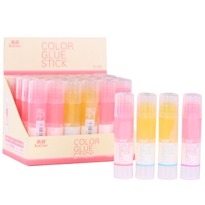 

TRUECOLOR PVP solid glue solid glue stick strong viscous high viscosity student office stationery candy color yellow powder random delivery 9g 24 box G109
