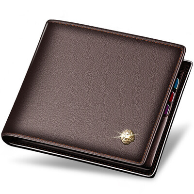 

Old man head LAORENTOU wallet mens short section first layer leather business cross section wallet mens youth wallet 328J003L4A black
