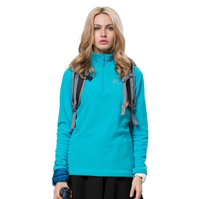 

TECTOP catching fleece outdoor thickening warm men&women catching fleece solid color stand collar half cardigan soft&comfortable catching fleece WZRY034 female section lake blue 2XL