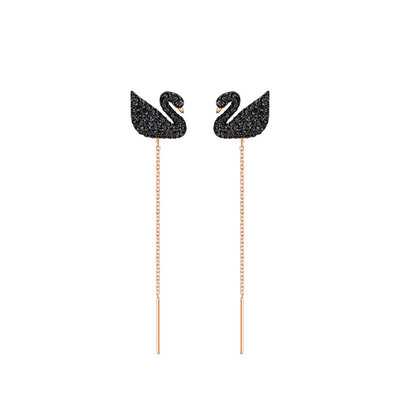 

SWAROVSKI Swarovski Iconic Swan Black Swan Lady Perforated Long Earrings 5351805
