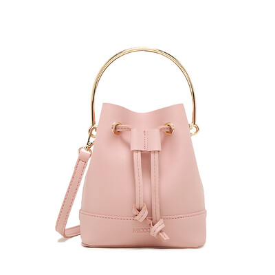 

MICOCAH Women Sweet Solid Metal Semicircle Hand Drawer Bucket Bag 4Colors PU Leather NCS088