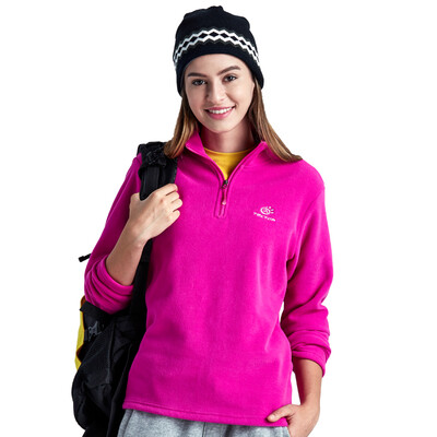 

TECTOP catching fleece outdoor thick warm men&women catching fleece solid color stand collar half cardigan soft comfortable catch fleece WZRY034 female models pink purple 3XL