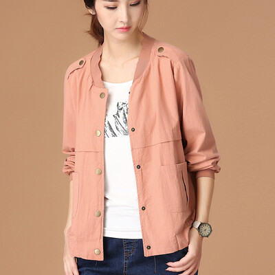 

City plus CITYPLUS 2017 autumn&winter new women&39s clothing retro baseball clothing wild long-sleeved jacket short jacket CWWT178359 meat pink color L