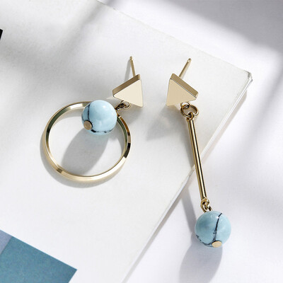 

Static asymmetry design imitation marble earrings fashion avant-garde fashion earrings personalized earrings jewelry l blue