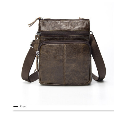 

DALFR Shoulder Leather Bag Genuine Leather Crossbody Bag 10 Inch Cowhide Messenger Bag for Men Brand Leather Bag