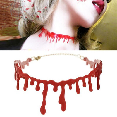 

Fashion Halloween Party Dress Ball Punk Rock Blood Red Stitch Choker Necklace PFS Blood necklace