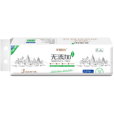 

Happy sun no added roll 3 layer 168 grams 12 volumes of toilet paper the original ecological without adding no blocking the toilet