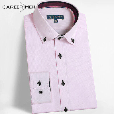 

CareerMen Men's Stretch Elastic Fashion Slim Fit Non Iron Vertical Button Down Simple Elegance Long Sleeve Dress Shirt
