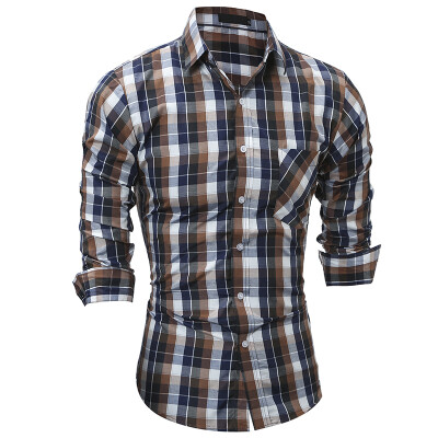 

Brand 2017 Fashion Male Shirt Long-Sleeves Tops Spring New Classic Plaid Mens Dress Shirts Slim Men Shirt ASDD