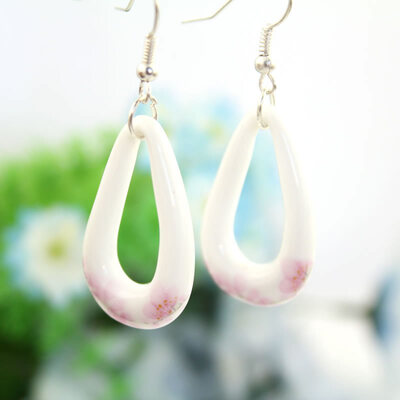 

top quality ceramics statement blossom pink Peach blossom drop Earrings romantic Jewelry flower for party Shiny free shipping
