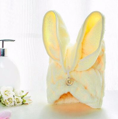 

Korean Coral Cashmere Dry Hair Hat Super Absorbent Towel Dry Hair Cute Rabbit earsIncreased Thickening Shower Cap Turban