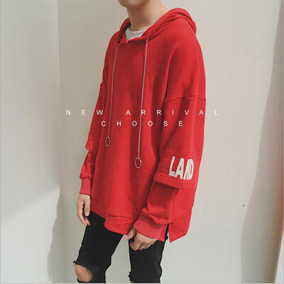 

Men's day hoodie and hoodie men's hooded hoodie and fake Korean fashion student hip-hop coat