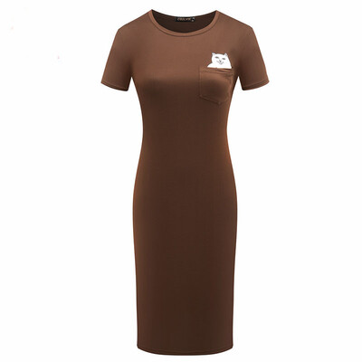 

2017 new EBAY fashion hot pack hip single piece lady short sleeve summer dress casual skirt pure color dress