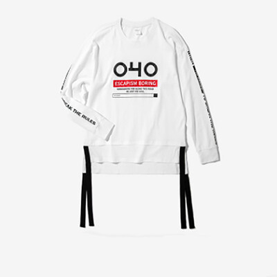 

2017 Autumn new high street hem belt with two pieces of men's long sleeve printed T-shirt