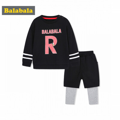 

【Jingdong delivery】 Balabala (balabala) children's clothing two-piece suit boy set children's autumn children's clothing clothes pants tide 28043171118 black 090