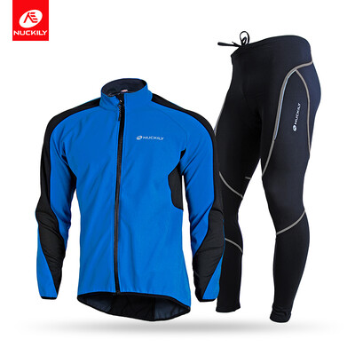 

NUCKILY Men's High Quality Cycling Suit Waterproof Windproof Composite Fleece Riding Jacket Set