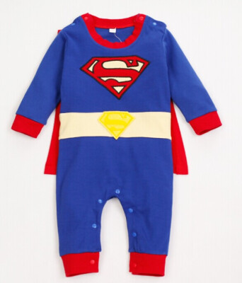 

Hot Superman Batman Costume Baby Romper Outfit Boy Kid Jumpersuit Size 0-24Month