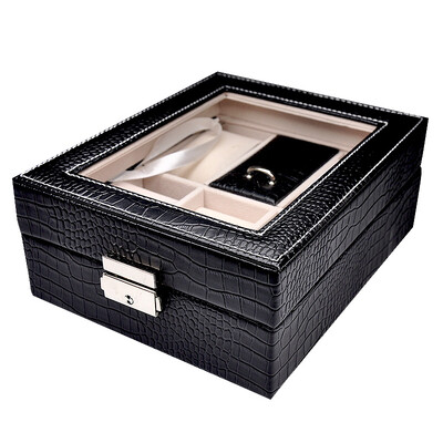 

GLOBAL KA Jewelry Box Gift Watch Storage Box European Jewelry Box Hand Jewelry Storage Box Birthday Marriage Valentines Day Gift Black
