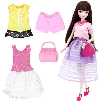 

Children Kurhn Modern children can wear purple dress costume dress up gift box Fashion Barbie girl toy birthday gift 10 joint body