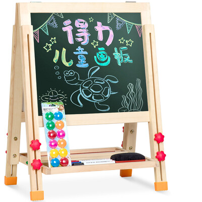 

Deli deli 33055 solid wood can be lifted 965485mm double-sided magnetic multi-function student whiteboard childrens drawing board easel chalk green board size does not contain the border