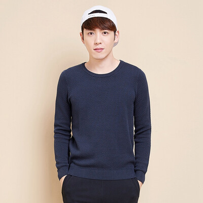 

Semir sweater male 2017 autumn and winter men's round neck collar sweater thin Korean version 19416061904 wine red