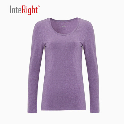 

INTERIGHT Women&39s round necklace basic section of the shirt under the purple purple L