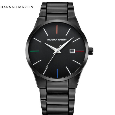 

HANNAH MARTIN Mens Watches Top Brand Luxury Business Quartz Watch Men Stainless Steel Watch Elegant Simple Clock