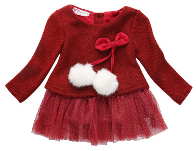 

Toddler Baby Girls Knitted O Neck Bow Tutu Princess Party Dress Clothes Outfits