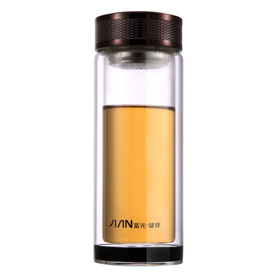 

Jingdong supermarket] rich light gift gift fashion business double thick straight straight glass cup 280ml