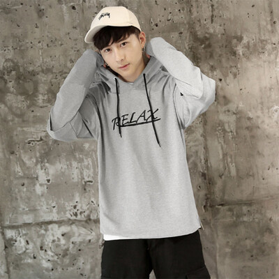 

2017 autumn and winter men's fake two-piece sweater teen male student casual hooded high street wind jacket