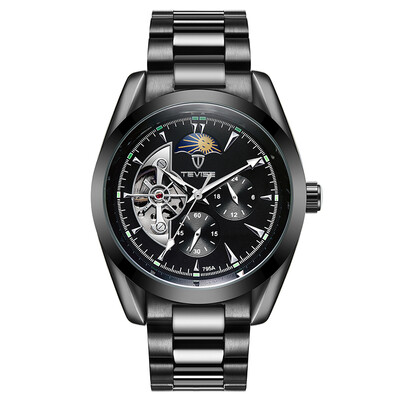 

Luxury Business Men's Fully automatic Mechanical watch Moon phase and Stars Pierced Transparent men's watches