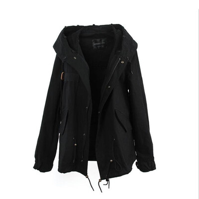 

2017 autumn new cotton hooded belt leisure Parker coat jacket female