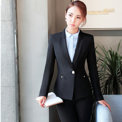 

Plus Size 4XL Autumn Winter Formal Jackets Coat For Ladies Office Work Wear Outwear Blazers Female Tops Clothes Dark Blue