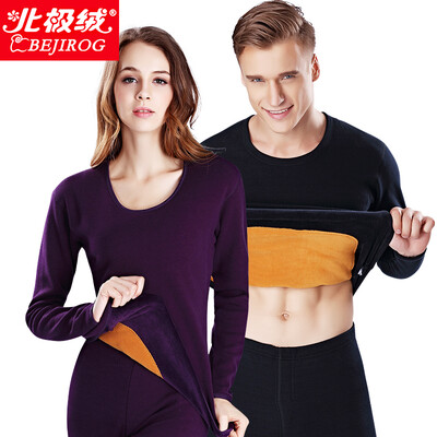 

Arctic velvet thermal underwear men&women gold A plus velvet thick round neck couple warm suit autumn clothing long trousers suit male dark gray 3XL