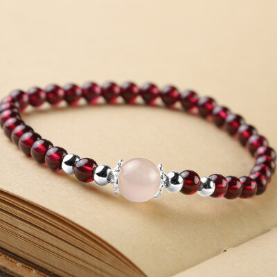 

Natural Garnet Bracelet Women Jewelry 925 Sterling silver Bracelet Certificate January Stone Bracelets Birthday gift 16-18cm