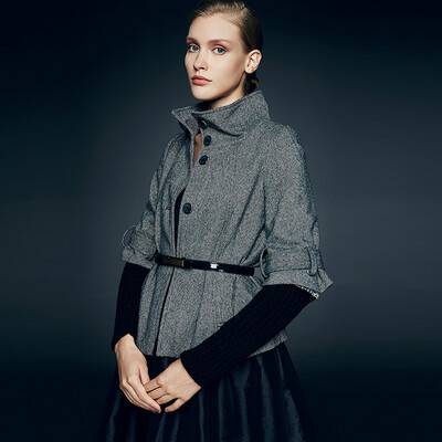 

Marc Rebecca Short Knit Womens Knit Woolen Woolen Jacket Coat 45469A Flower Gray M