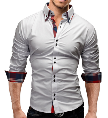 

Fashion Male Shirt Long-Sleeves Tops Double collar business shirt Mens Dress Shirts Slim Men Shirt 3XL
