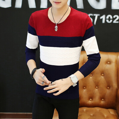 

2017 autumn and winter youth men's casual sweater round neck long-sleeved men's fashion sweater as gift for men