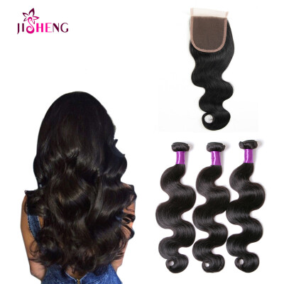 

4*4 Lace Closure With Bundles Body Wave 3 PCS With 4*4 Lace Indian Virgin Hair With Human Body Wave Hair Bundles