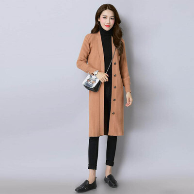 

Markentsee 2017 new women&39s autumn long-sleeved knit in the long paragraph outside the shawl sweater Slim sweater jacket tide FF8911 camel L