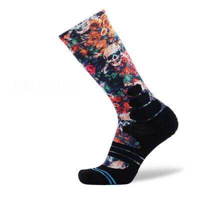 

MEIKAN Men Printed Sport Socks Basketball Cycling Road Socks Compression Ankle Sokken Calcetines Ciclismo Hombre Basketball Sock