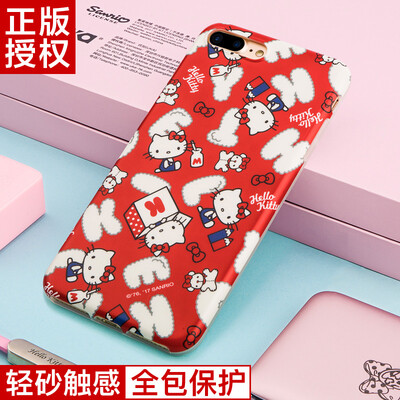 

7/8 Plus Hello Kitty Apple, телефон оболочки iPhone7 / 8 Plus защитный чехол мультфильма все включено силикона мягкая оболочка падение сопротивления 5,5 дюйма * Hello Kitty хлопок конфеты красный