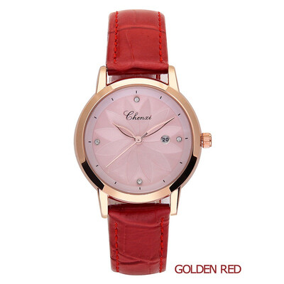 

CHENXI New Ladies Elegant Quartz Watch Women Calendar Wristwatch Women Thin Dial Leather Waterproof Clock