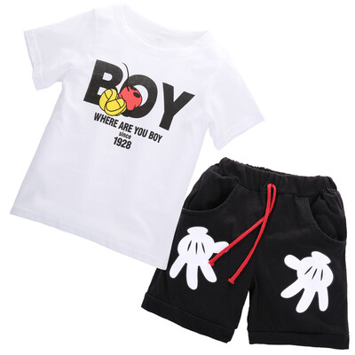 

2pcs Toddler Kids Baby Boy Mickey Mouse T-shirt TopsShorts Outfits Clothes Set