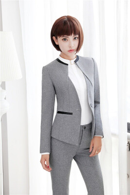 

Elegant Grey Formal Blazers OL Styles Autumn Winter Jackets Coat For Ladies Office Outwear Female Tops Clothes Plus Size